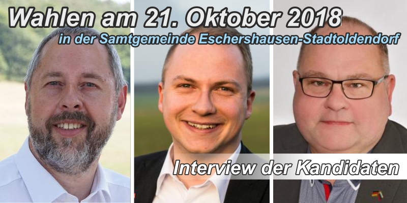 Samtgemeindebürgermeisterwahlen in Eschershausen-Stadtoldendorf: Interviews der Kandidaten