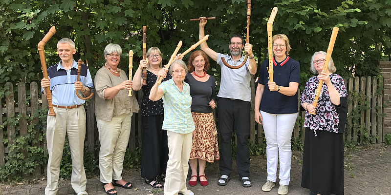 Das Blockflöten-Ensemble und Stadtpfeyfferey Bodenwerder im Sommer 2019.
