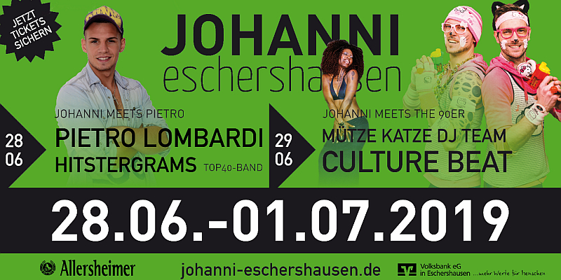 Johanni 2019: Volks- und Schützenfest in Eschershausen bietet wieder volles Programm - Stargast Pietro Lombardi zu Gast 