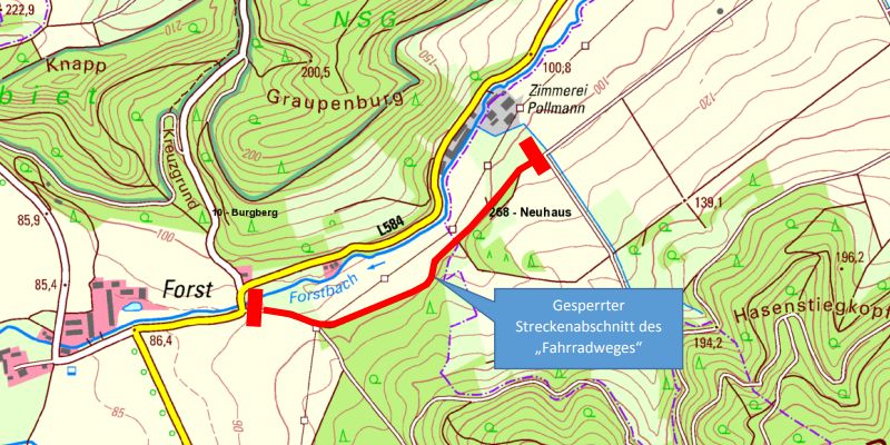Radweg zwischen Warbsen und Forst gesperrt
