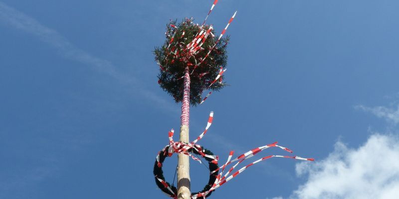 Maibaumaufstellen am Fuße des Iths mit der Schützenfestgesellschaft Halle 