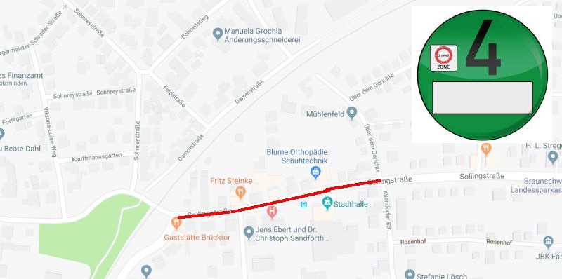 Errichtung einer Umweltzone in der Sollingstraße – Schadstoffemissionen weit über dem Wert - Holzminden zieht die Reißleine 