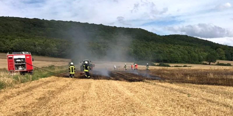 Und plötzlich brennt das Stoppelfeld: Rund ein Hektar Fläche gehen am Ith in Flammen auf